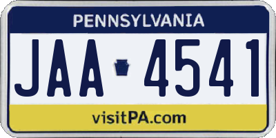 PA license plate JAA4541