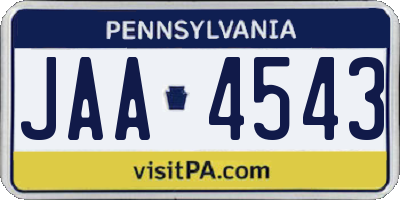 PA license plate JAA4543