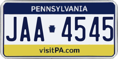 PA license plate JAA4545