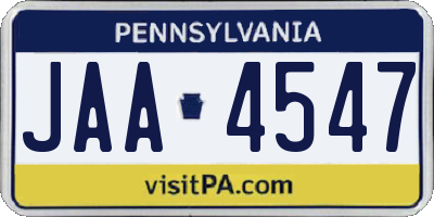 PA license plate JAA4547