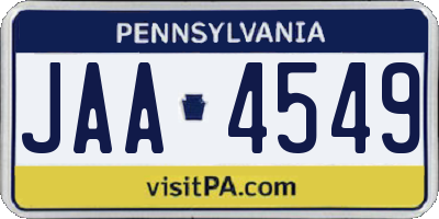 PA license plate JAA4549