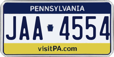 PA license plate JAA4554