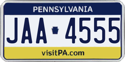 PA license plate JAA4555