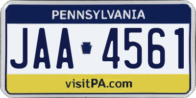 PA license plate JAA4561