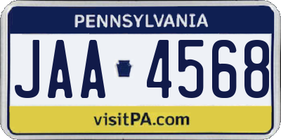 PA license plate JAA4568