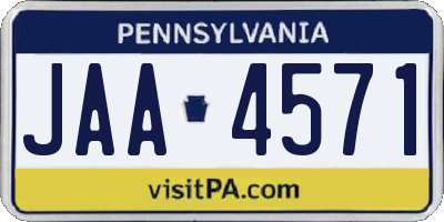 PA license plate JAA4571