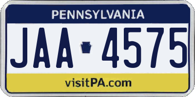 PA license plate JAA4575