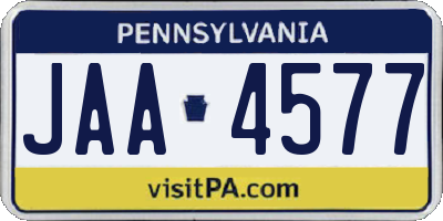 PA license plate JAA4577