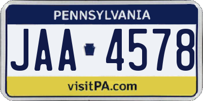 PA license plate JAA4578