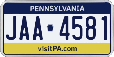 PA license plate JAA4581