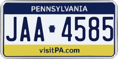 PA license plate JAA4585