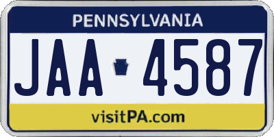 PA license plate JAA4587