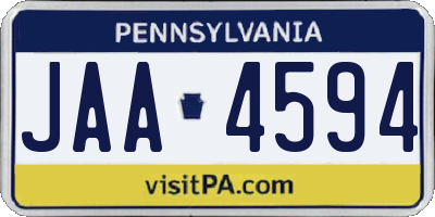 PA license plate JAA4594