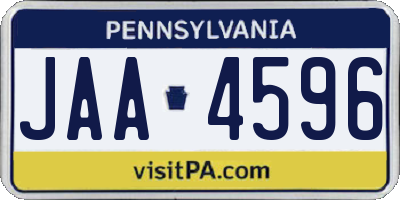 PA license plate JAA4596