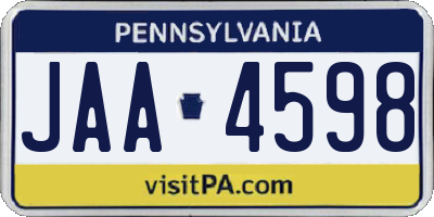 PA license plate JAA4598