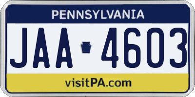 PA license plate JAA4603