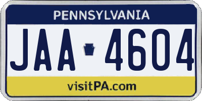 PA license plate JAA4604