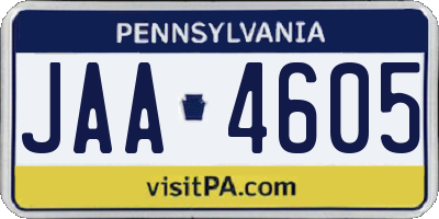 PA license plate JAA4605