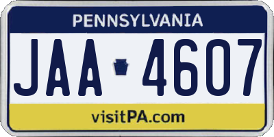 PA license plate JAA4607