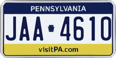 PA license plate JAA4610