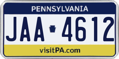 PA license plate JAA4612