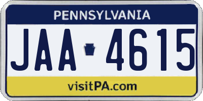 PA license plate JAA4615