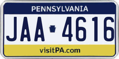 PA license plate JAA4616