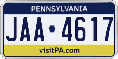 PA license plate JAA4617
