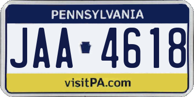 PA license plate JAA4618