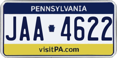 PA license plate JAA4622