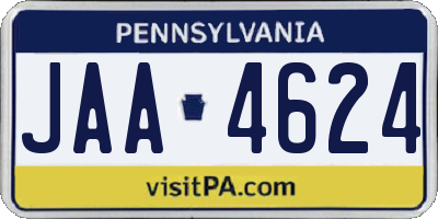 PA license plate JAA4624