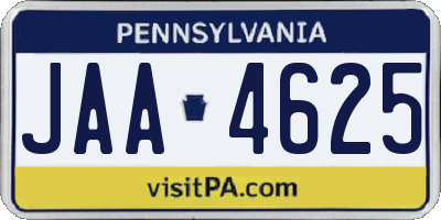 PA license plate JAA4625