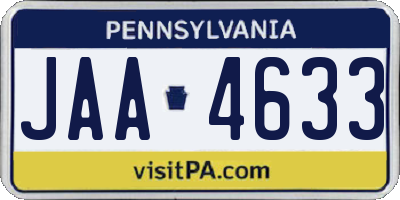 PA license plate JAA4633