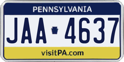 PA license plate JAA4637