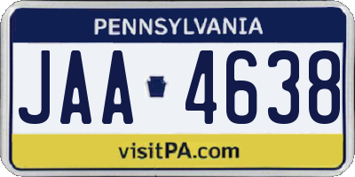 PA license plate JAA4638