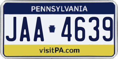 PA license plate JAA4639