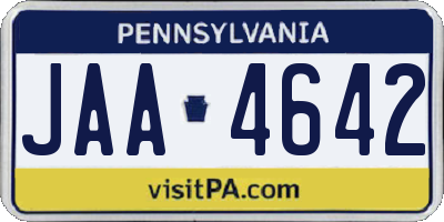 PA license plate JAA4642