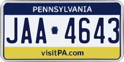 PA license plate JAA4643