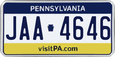 PA license plate JAA4646