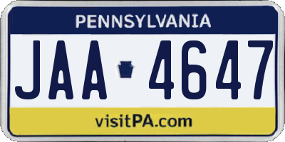 PA license plate JAA4647