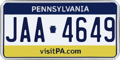 PA license plate JAA4649