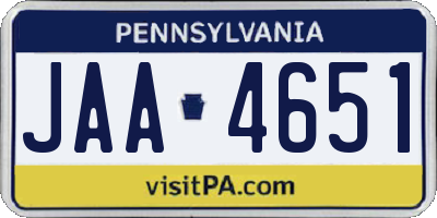 PA license plate JAA4651