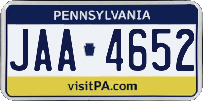 PA license plate JAA4652