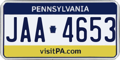 PA license plate JAA4653