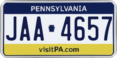 PA license plate JAA4657