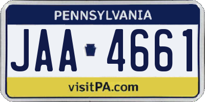 PA license plate JAA4661