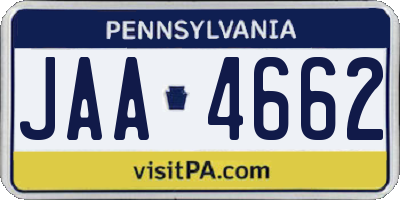 PA license plate JAA4662