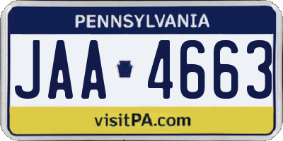 PA license plate JAA4663