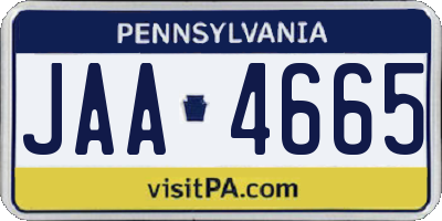 PA license plate JAA4665