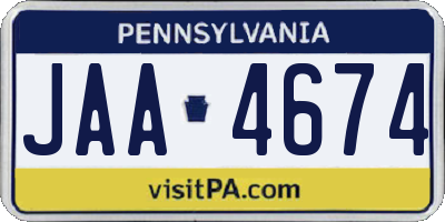 PA license plate JAA4674